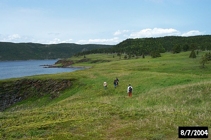 The archaeology crew hikes across Northeast Crouse.